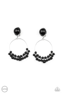 Cabaret Charm - Black Clip-On Earrings - Sabrina's Bling Collection