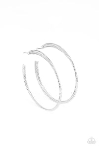 Candescent Curves - Silver Texture Hoop Earrings - Sabrina's Bling Collection