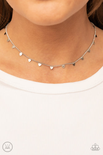 Cupids Cutest Valentine - Silver Heart Choker Necklace - Sabrina's Bling Collection