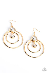 Dapperly Deluxe - Gold & White Rhinestone Earrings - Sabrina's Bling Collection