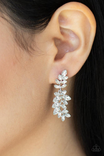 Frond Fairytale - White Rhinestone Earrings - Sabrina's Bling Collection