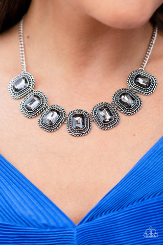 Iced Iron - Silver Hematite Rhinestone Necklace - Sabrina's Bling Collection