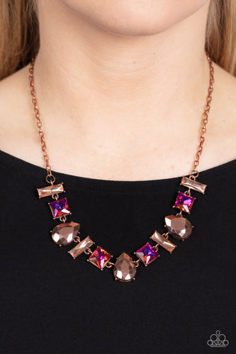 Interstellar Ice - Copper, Iridescent & Oil Spill Necklace - Paparazzi Accessories