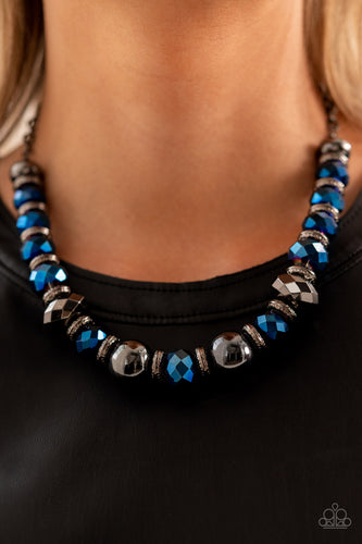 Interstellar Influencer - Blue Metallic Necklace - May 2022 Life Of The Party - Sabrina's Bling Collection