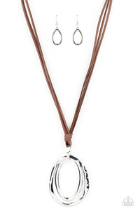 Long OVAL-due - Brown Suede Necklace - Sabrina's Bling Collection