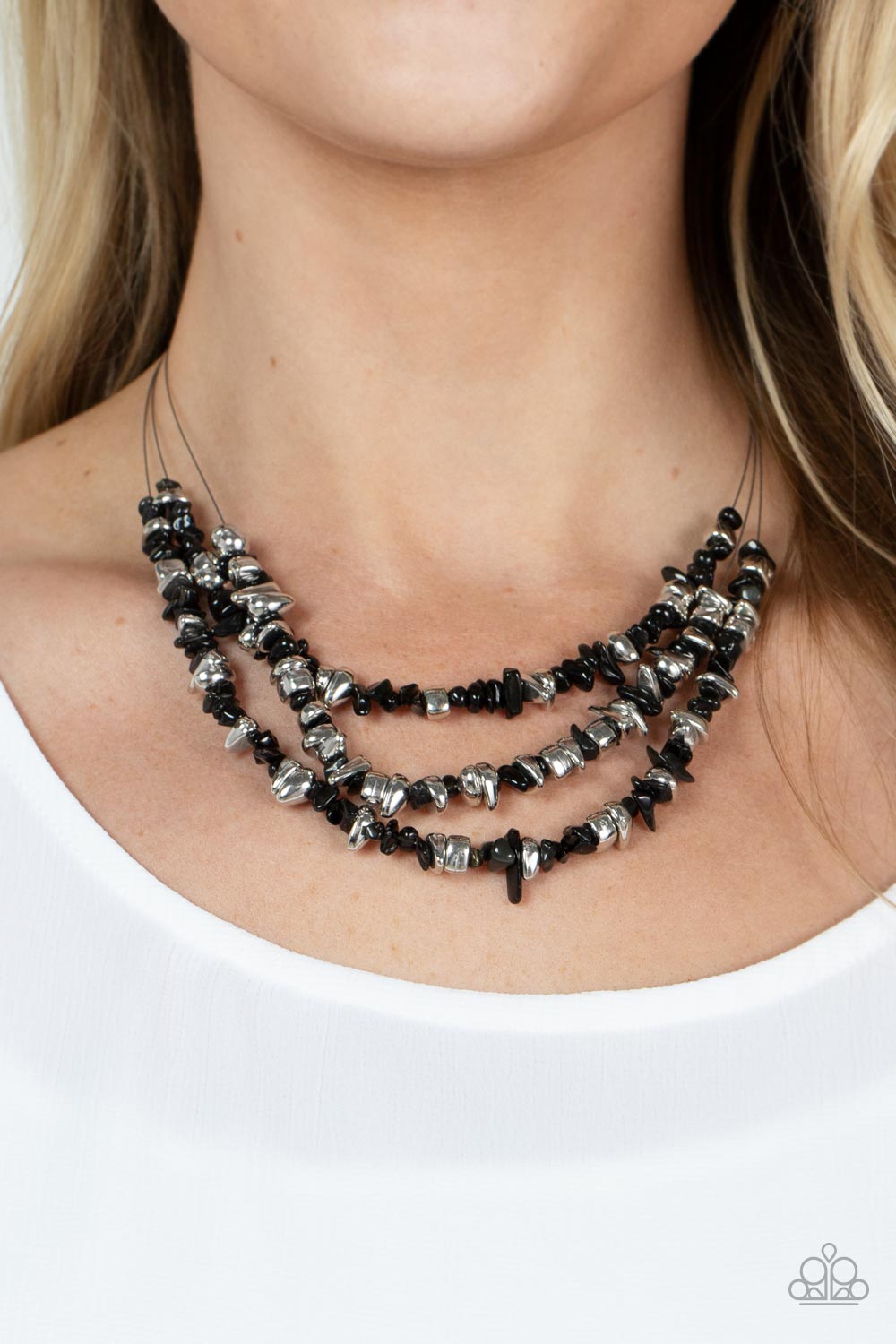 Placid Pebbles - Black Pebble Necklace - Sabrina's Bling Collection