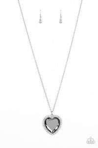 Prismatically Twitterpated - Silver Smoky Heart Necklace - Sabrina's Bling Collection