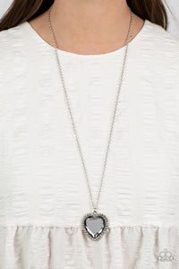 Prismatically Twitterpated - Silver Smoky Heart Necklace - Sabrina's Bling Collection