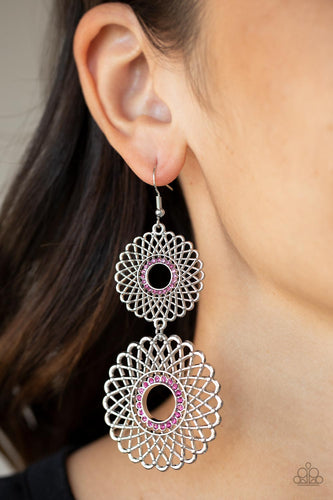 Regal Roulette - Pink Medallion Earrings - Sabrina's Bling Collection