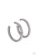 Load image into Gallery viewer, Richly Royal - Pink Rhinestone Hoop Earrings - Sabrina&#39;s Bling Collection