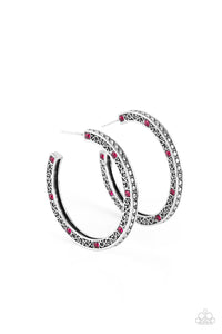 Richly Royal - Pink Rhinestone Hoop Earrings - Sabrina's Bling Collection