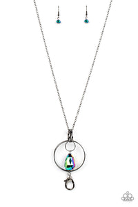 Swinging Shimmer - Multi Oil Spill Lanyard Necklace - Sabrina's Bling Collection