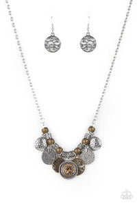 To Coin A Phrase - Brown Topaz Rhinestone Necklace - Sabrina's Bling Collection