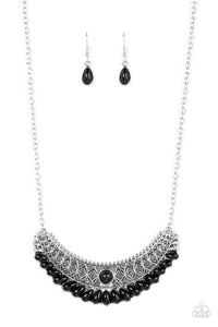 Abundantly Aztec - Black Half Moon Necklace - Sabrinas Bling Collection