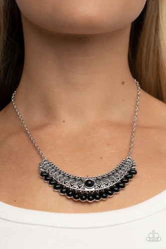 Abundantly Aztec - Black Half Moon Necklace - Sabrinas Bling Collection