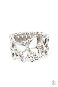 All FLUTTERED Up - White Butterfly Ring- Sabrinas Bling Collection