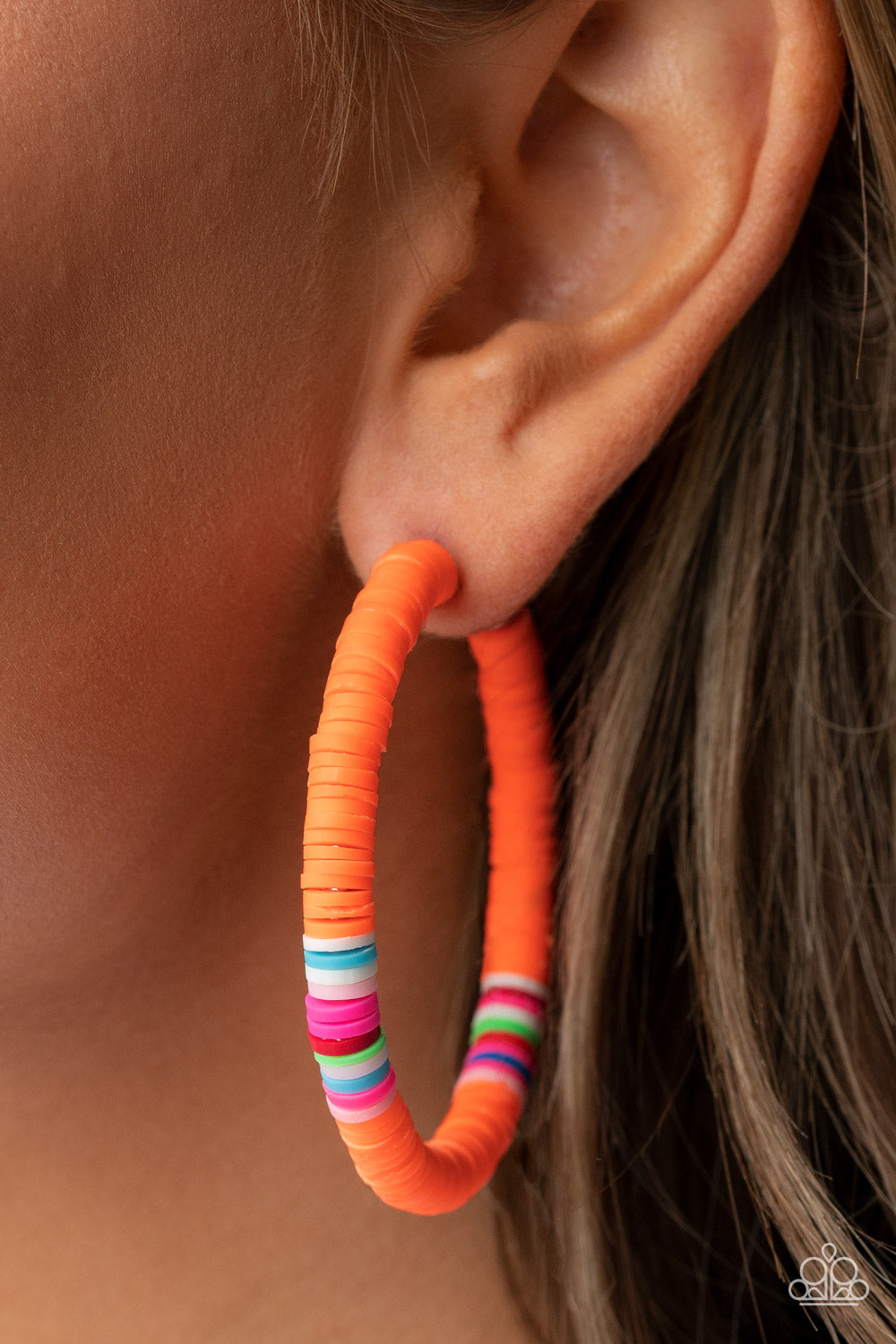 Colorfully Contagious - Orange Hoop Earrings - Sabrina's Bling Collection