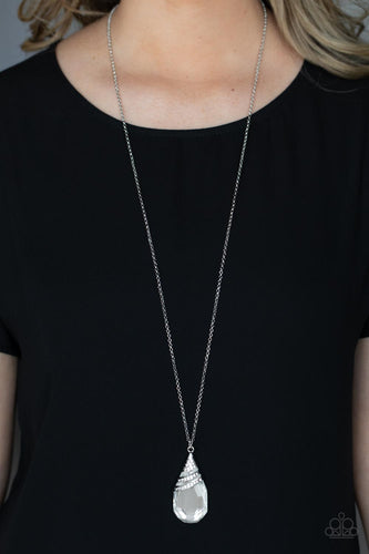 Demandingly Diva - White Teardrop Necklace - Sabrina's Bling Collection