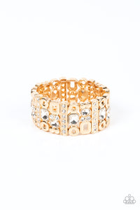 Dynamically Diverse - Gold & White Rhinestone Bracelet - Sabrina's Bling Collection