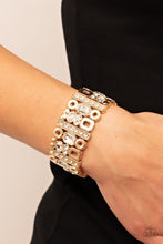 Load image into Gallery viewer, Dynamically Diverse - Gold &amp; White Rhinestone Bracelet - Sabrina&#39;s Bling Collection