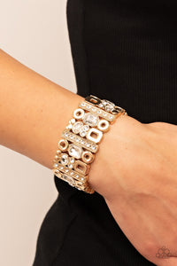 Dynamically Diverse - Gold & White Rhinestone Bracelet - Sabrina's Bling Collection