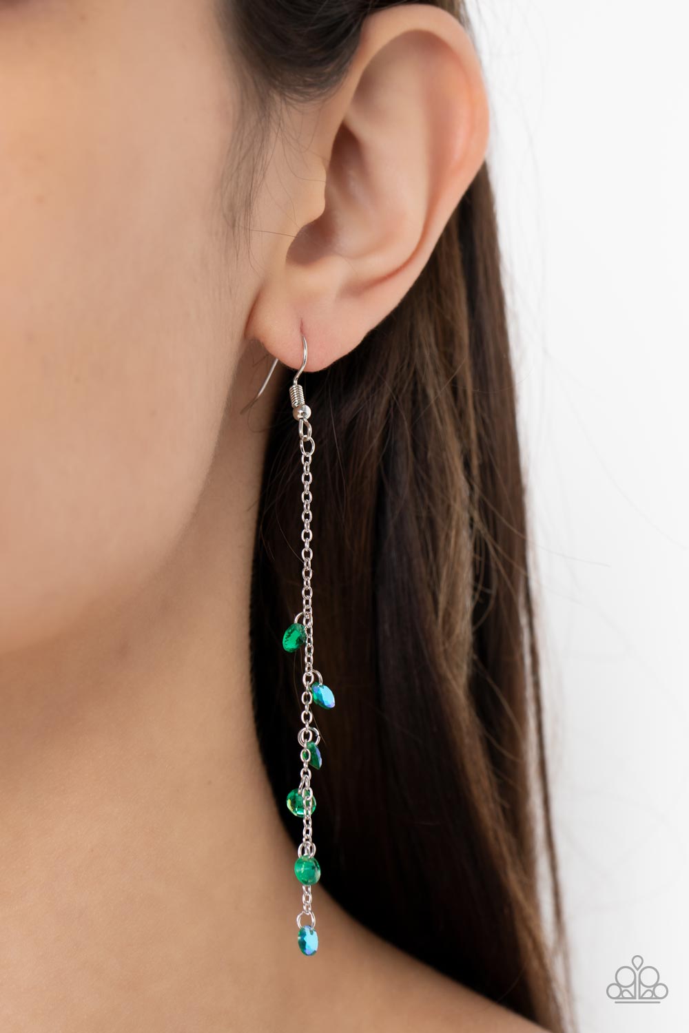 Extended Eloquence - Green Oil Spill Earrings - Sabrina's Bling Collection