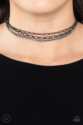 Glitter and Gossip - Black & White Rhinestone Choker Necklace - Sabrina's Bling Collection