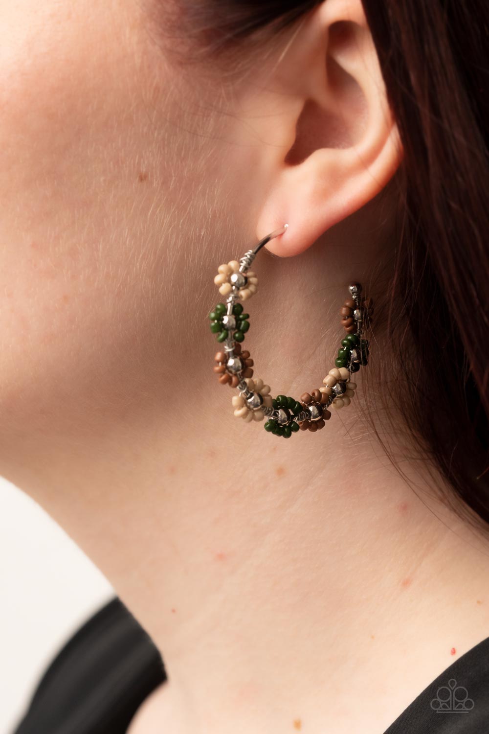 Growth Spurt - Green Seed Bead Hoop Earrings - Sabrinas Bling Collection