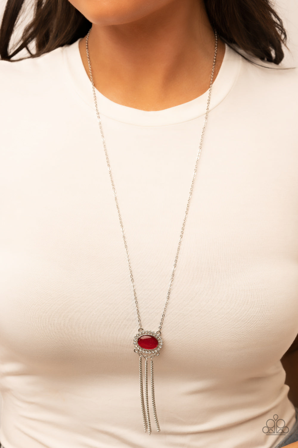 Happily Ever Ethereal - Red Cat's Eye Stone Necklace - Sabrina's Bling Collection