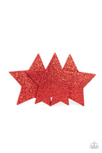 Load image into Gallery viewer, Happy Birthday, America - Red Leather Star Hair Clip - Sabrina&#39;s Bling Collection