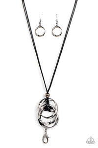 Harmonious Hardware - Black Lanyard Necklace - Sabrina's Bling Collection