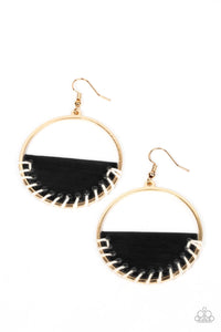 Lavishly Laid Back - Black & Gold Earrings - Sabrina's Bling Collection