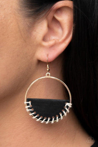 Lavishly Laid Back - Black & Gold Earrings - Sabrina's Bling Collection