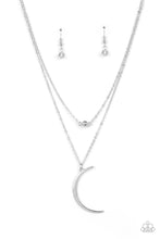 Load image into Gallery viewer, Modern Moonbeam - Silver Half Moon Necklace - Sabrina&#39;s Bling Collection