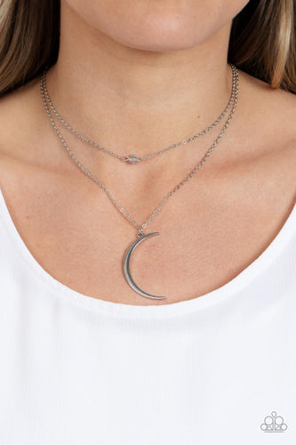 Modern Moonbeam - Silver Half Moon Necklace - Sabrina's Bling Collection