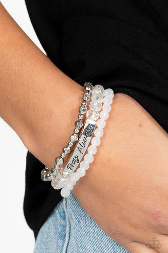 Pray Always - White Inspirational Bracelet - Sabrinas Bling Collection