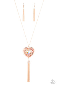 Prismatic Passion - Gold & Iridescent Heart Necklace - Sabrina's Bling Collection