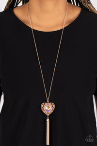 Prismatic Passion - Gold & Iridescent Heart Necklace - Sabrina's Bling Collection