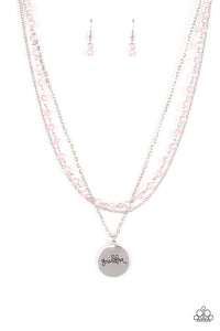 Promoted to Grandma - Pink Iridescent "Grandma" Necklace - Sabrina's Bling Collection