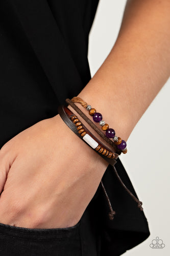 Public In-QUARRY - Purple Amethyst & Wood Bracelet - Sabrina's Bling Collection