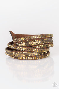 Rock Star Attitude - Brass & Aurum Rhinestone Wrap Bracelet - Sabrina's Bling Collection
