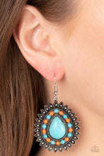 Load image into Gallery viewer, Sagebrush Sabbatical - Blue Turquoise &amp; Orange Earrings - Sabrina&#39;s Bling Collection