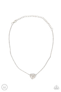 Twitterpated Twinkle - White Heart Choker Necklace - Sabrina's Bling Collection