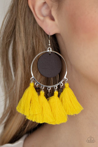 Yacht Bait - Yellow Fringe Earrings - Sabrina's Bling Collection