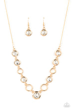 Load image into Gallery viewer, Elegantly Elite - Gold &amp; White Rhinestone Necklace - Sabrinas Bling Collection