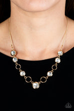 Load image into Gallery viewer, Elegantly Elite - Gold &amp; White Rhinestone Necklace - Sabrinas Bling Collection