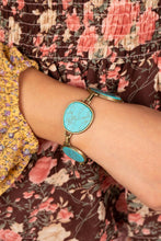 Load image into Gallery viewer, Flat Out Frontier - Brass &amp; Turquoise Bracelet - Sabrina&#39;s Bling Collection