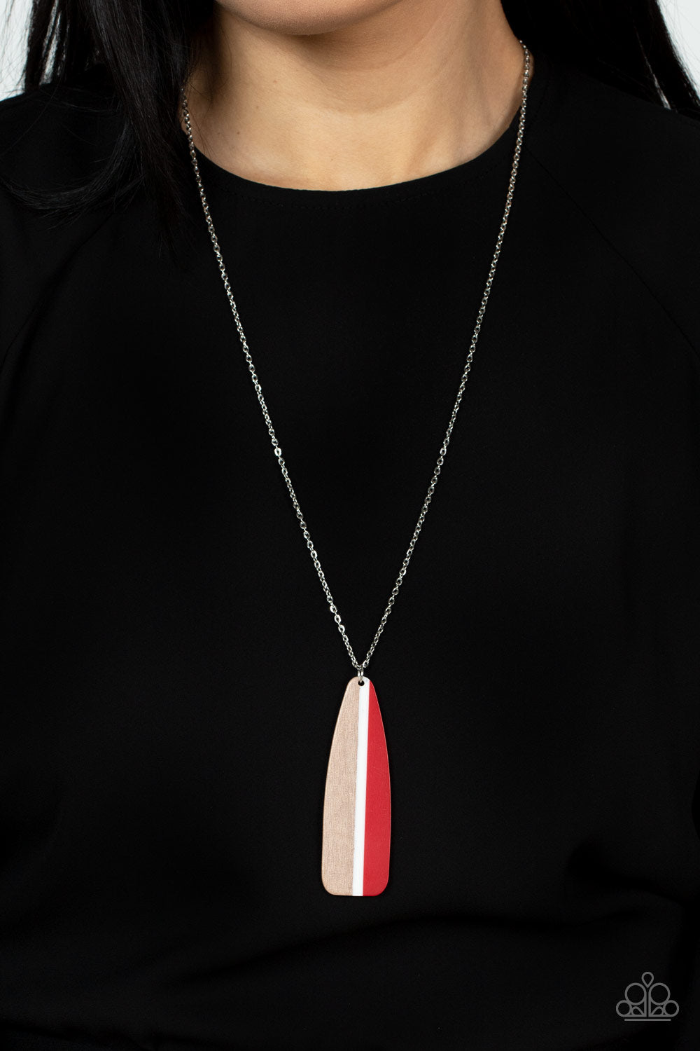 Grab a Paddle - Red Wood Necklace - Sabrina's Bling Collection