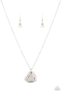 Happily Heartwarming - White Heart "Mother" Necklace - Sabrina's Bling Collection