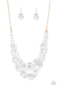 Icy Illumination - Gold &  White Necklace - Sabrina's Bling Collection